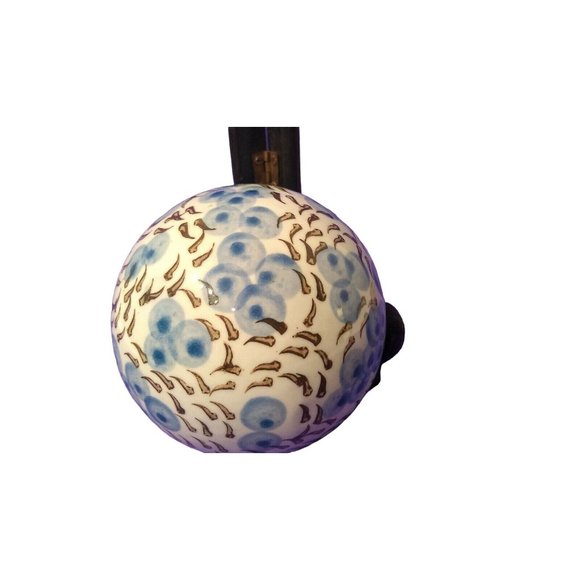 Ceramic Ball Hand Painted White Background, Blue Eggs and Brown Sperm! Must See - Picture 3 of 5